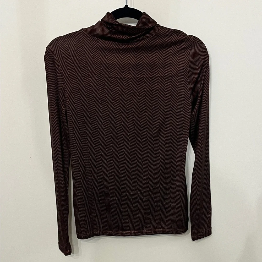 LOFT outlet Women's Brown Herringbone Turtleneck Top